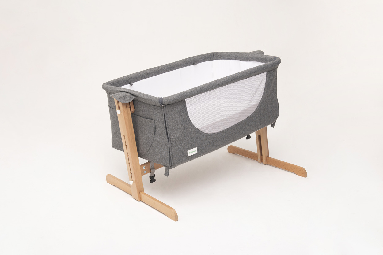 NTR301Natural Wood Bed Side Crib 100×57 Kukka